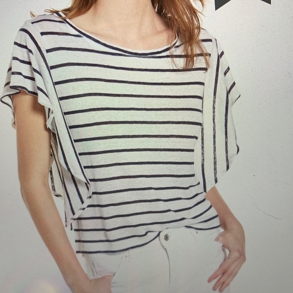 Cupcakes & Cashmere striped flutter linen top - Picture 1 of 8